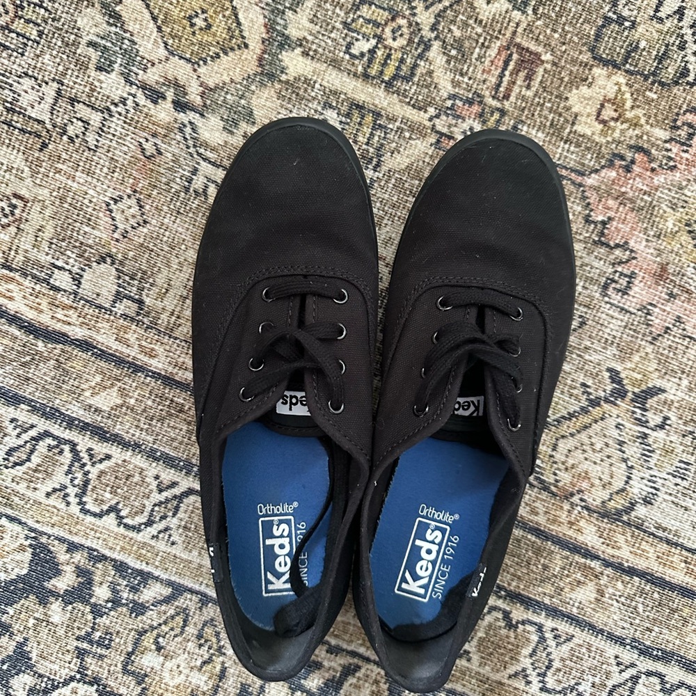 Keds Black Canvas Lace-Up Sneakers